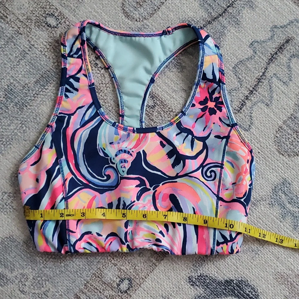 Lilly Pulitzer Luxletic Sports Bra Pink Blue Shell SzXXS.